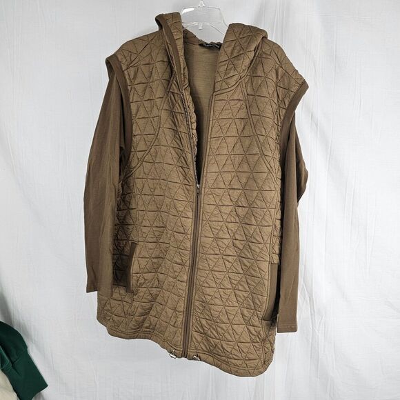 Davi & Dani Solid Long Sleeve Zipper Front Hoodie Jacket Size 1XL Brown - Picture 4 of 10